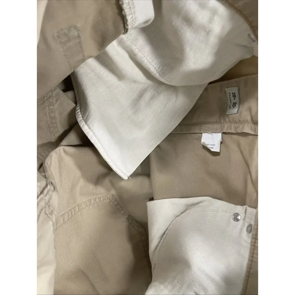 J Crew Pants Men 36 x 30 Beige 100% Cotton Straight Leg 5 Pocket‎